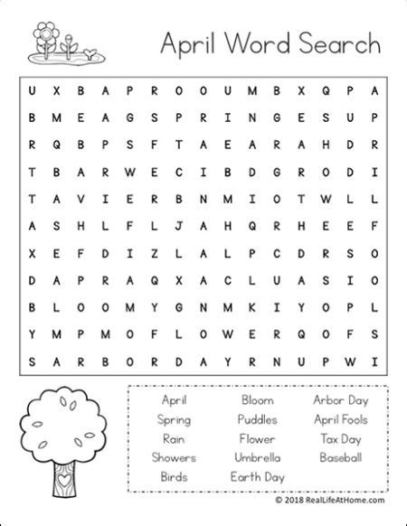 Free Printable April Word Search Printable Puzzle For Kids