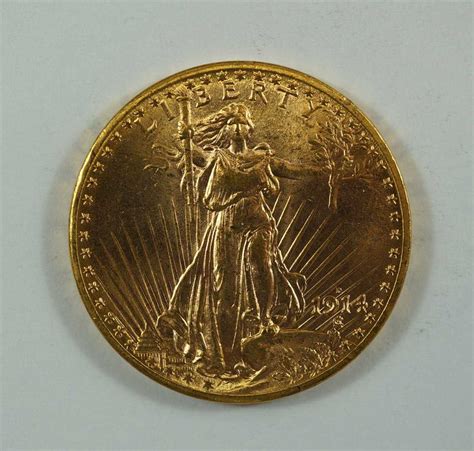 1914d 20 St Gaudens Double Eagle Gold Coin