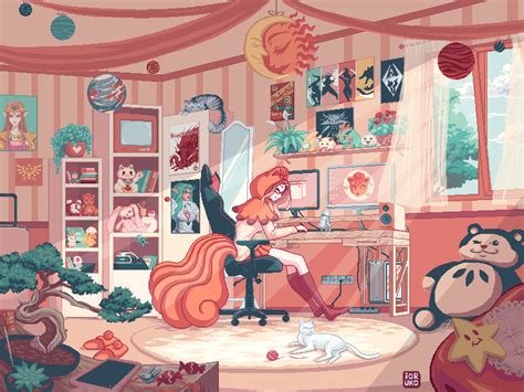 Vulpixis Gamer Girl Room By Ioruko Pixel Art Games Gamer Room