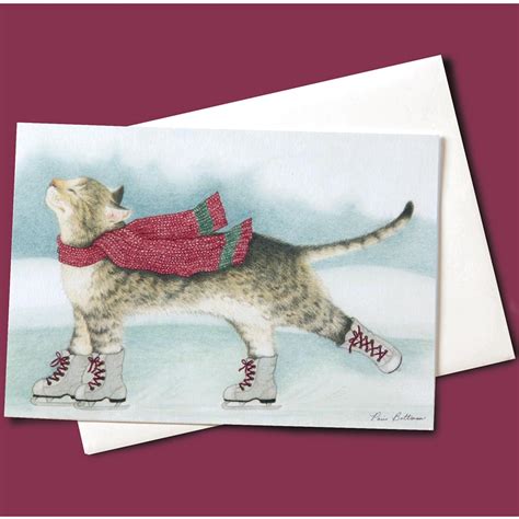 Skating Cat Christmas Cards Bas Bleu