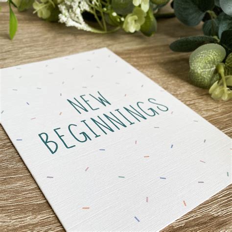 5x7 New Beginnings Card Heres To Your New Chapter New Etsy
