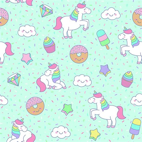 Cute Pastel Unicorn Seamless Pattern Digital Art By Picnote