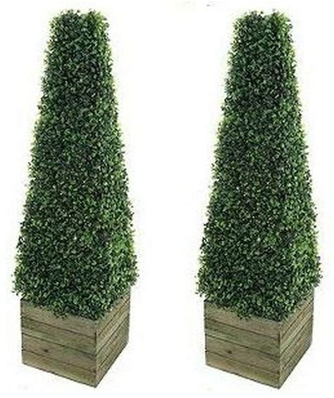 New 2x Artificial Boxwood Topiary Tree Pyramid Cone Plant