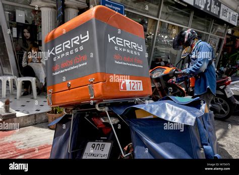 Kerry Express Motorcycle Delivery Service Thailand Southeast Asia Stock