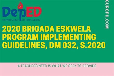 2020 Brigada Eskwela Program Implementing Guidelines Dm 032 S2020