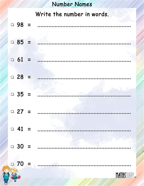 Learning to write your name is an important skill for kids and this worksheet is perfect to help them practice this. Naming Numbers - Grade 1 Math Worksheets - Page 2