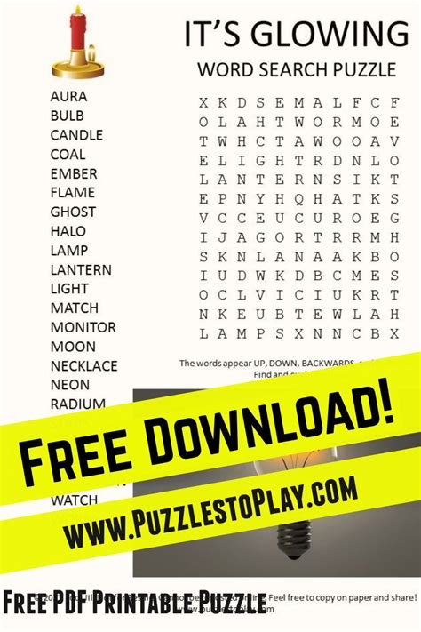 The Glowing Word Search Is An Interesting Word Game Looking At Items
