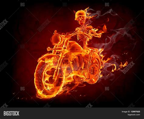 Burning Skeleton Riding Motorcycle Image And Photo Bigstock