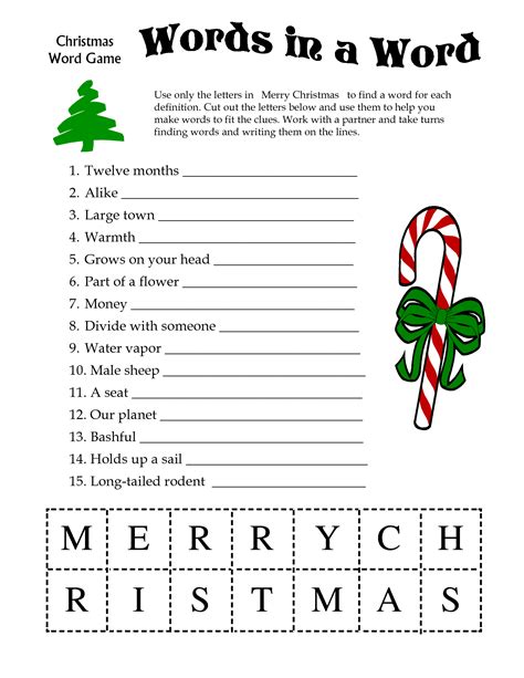 Printable Christmas Word Games Xmaspin