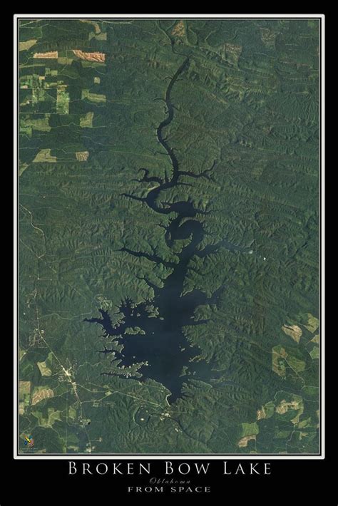 El Broken Bow Lake Oklahoma Satellite Poster Mapa Etsy