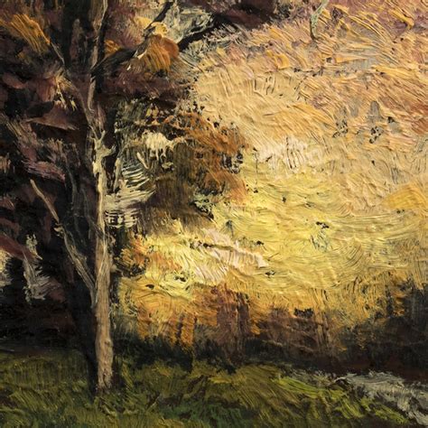 Twilight Field 3½x3½ Tonalist Landscape Oil Painting — M Francis Mccarthy