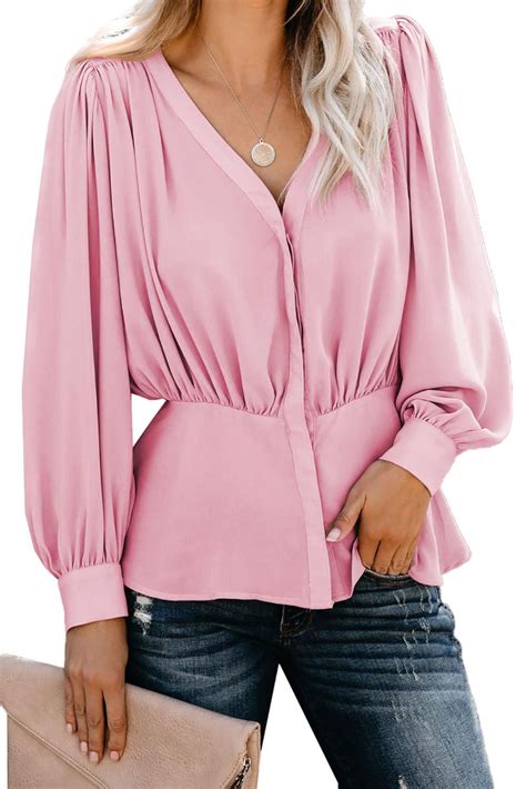 Cheap Pink Button Down Pleated Blouse Online Lc253133 10 1680