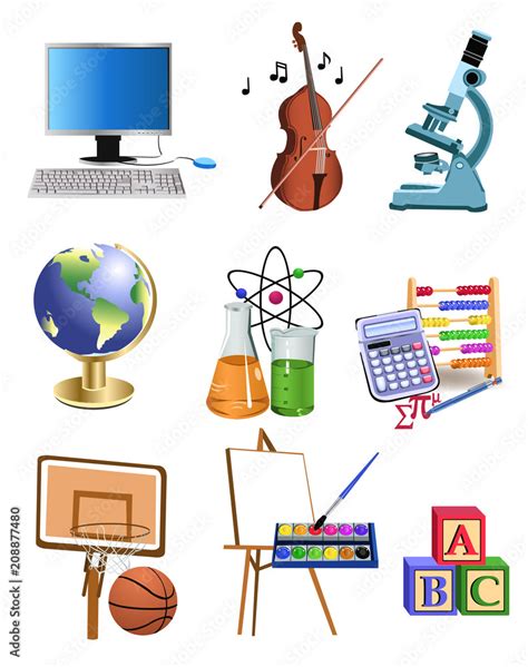Education And School Subjects And Objects Icons Stock Vector Adobe Stock