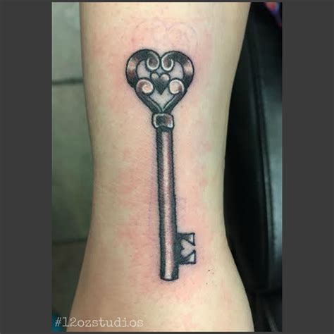 Black And Grey Heart Skeleton Key Tattoo By Tami Rose Skeleton Key