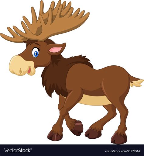 Cartoon Happy Moose Isolated On White Background Vector Image