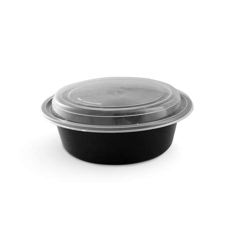 Wholesale Round Microwave Container 16 Oz With Lid Black 1 Carton X
