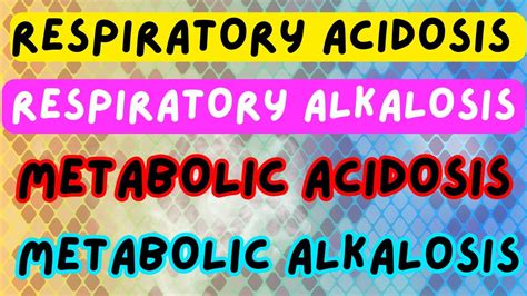 respiratory acidosis respiratory alkalosis metabolic acidosis metabolic alkalosis youtube