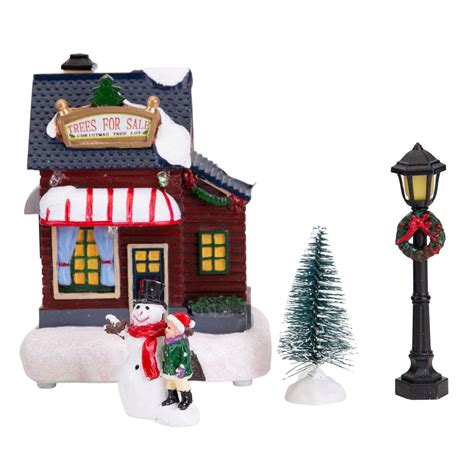 Led Light Up Christmas Village Set Display Ornament 11 Peices