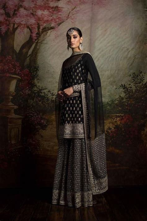 Black Color Sharara Set Indian Fashion Pakistani Fashion Fashion