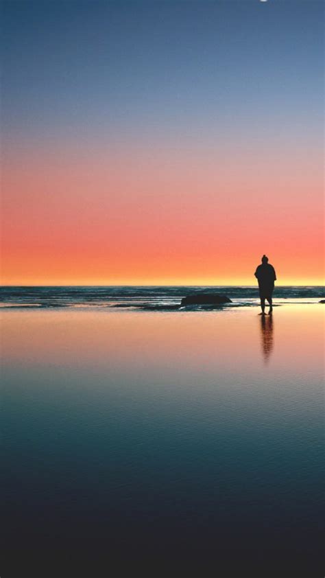 Loneliness Sea Beach Sunset 4k Ultra Hd Mobile Wallpaper