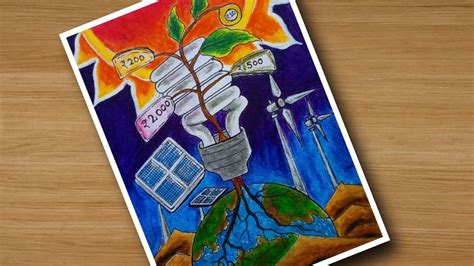 Energy Conservation Drawing With Oil Pastel For Drawing Competition
