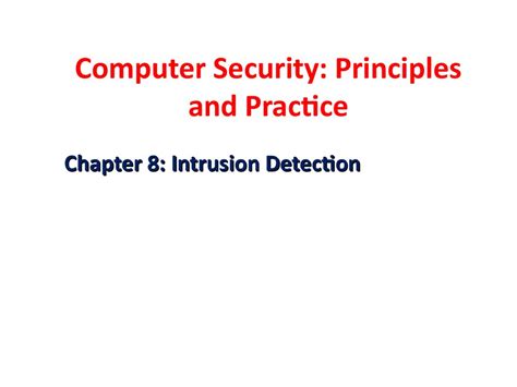 Intrusion Detection Chapter 8 Computer Security Principles And