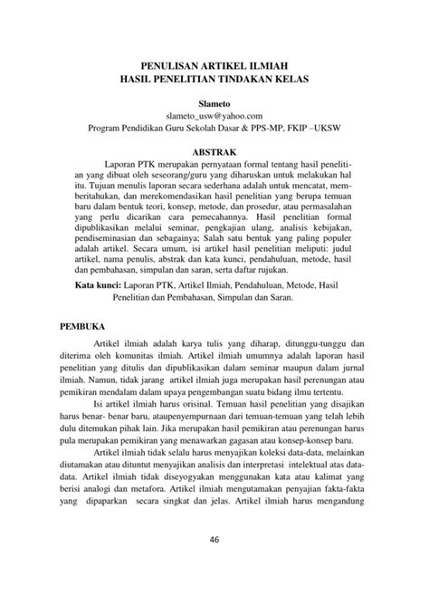 Kumpulan Contoh Artikel Ilmiah PDF Lengkap Terbaru