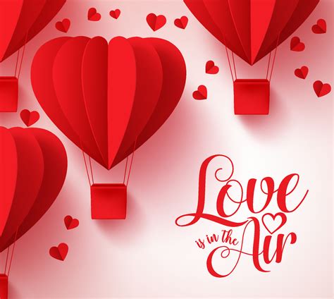 Love Is In The Air Typography For Valentines Day With Paper Cut Red
