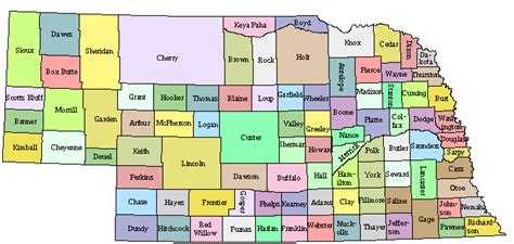 Map Of Nebraska Cities And Counties State Coastal Towns Map