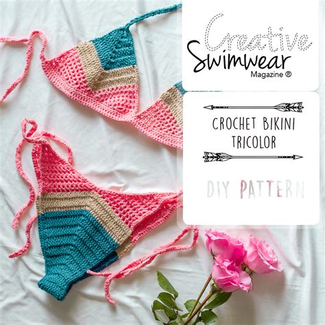 Tricolor Crochet Bikini Pattern Creative Swimwear Magazine And Trends