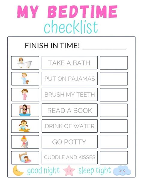 Free Printable Toddler Bedtime Routine Chart Printable Word Searches