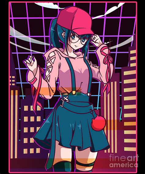 Vaporwave Anime Girl Kawaii Japanese Cute Music Digital Art By The