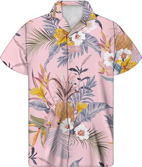 Joylamoria Camisa Hawaiana De Verano Con Estampado D De Manga Corta Y Botones Flor De Pi A