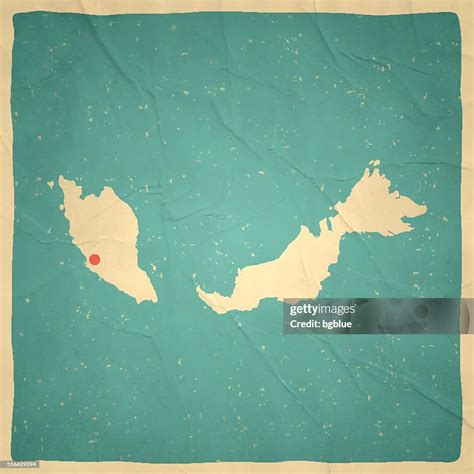 Malaysia Map On Old Paper Vintage Texture High Res Vector Graphic