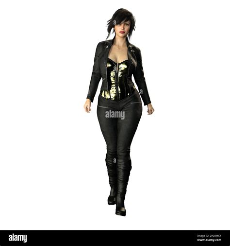 Urban Fantasy Curvy Caucasian Woman 3D Rendering 3D Illustration