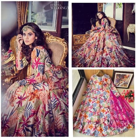 Veroniq Trends Bollywood Style Leaf Print Pink Silk Long Anarkali Gown Pink Dupatta Indian Party
