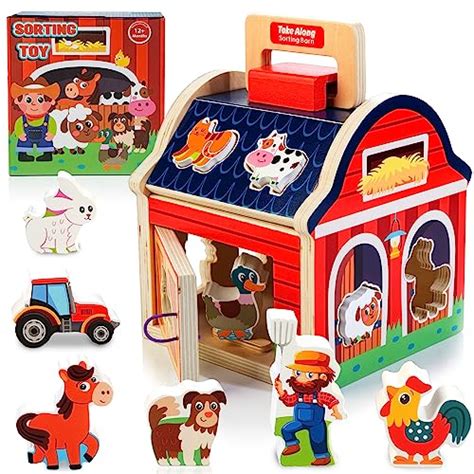 Farm Animals Toys For 1 2 3 Year Old Girls Boys Wooden Take Along