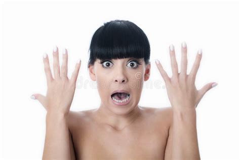 Scared Surprised Shocked Young Attractive Woman Stock Image Image Of
