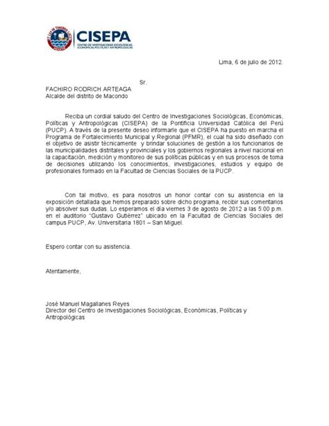 Carta De Invitación A Alcaldes Y Gerentes Municipalesdocx