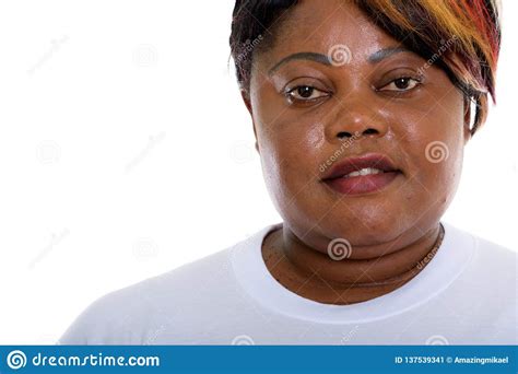 Close Up Of Happy Fat Black African Woman Smiling Ready For Gym Stock Image Image Of African