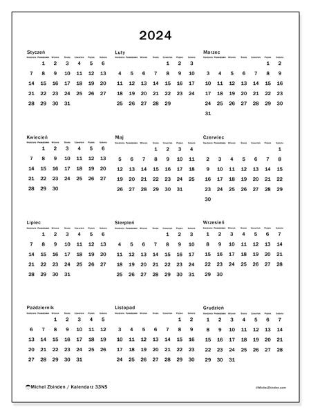 Kalendarz Roczny 2024 33 Michel Zbinden Pl