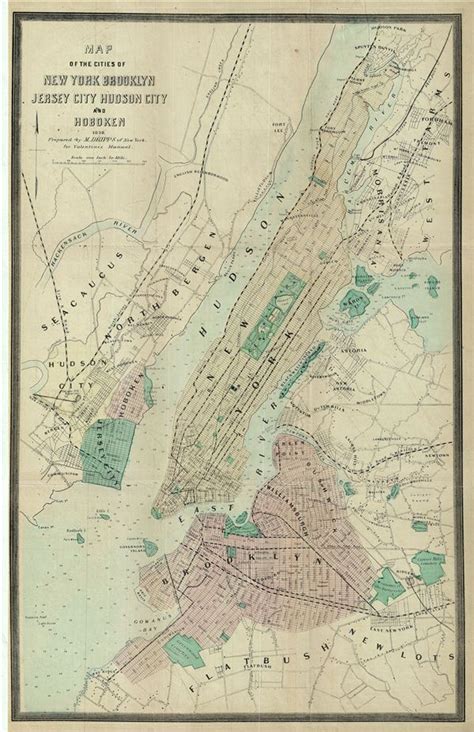 Map Of The Cities Of New York Brooklyn Jersey City Hudson City And
