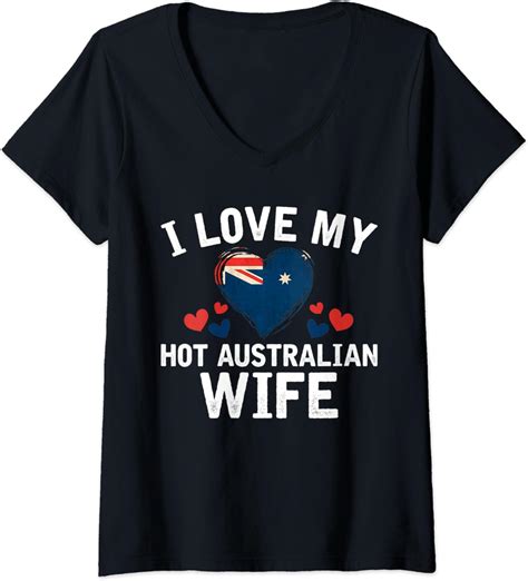 womens i love my hot australian wife christmas t v neck t shirt uk fashion