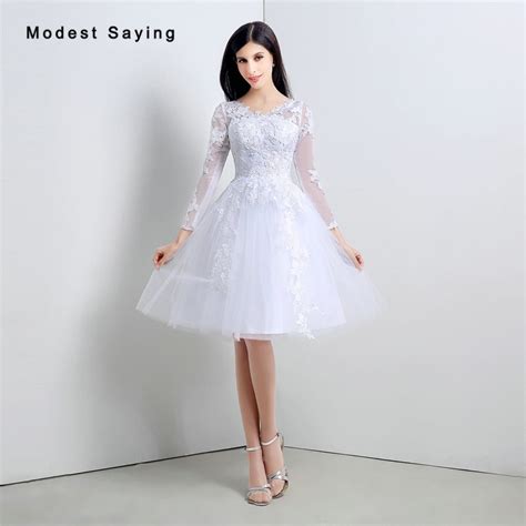 Elegant White Ball Gown V Neck Lace Cocktail Dresses With Sleeves