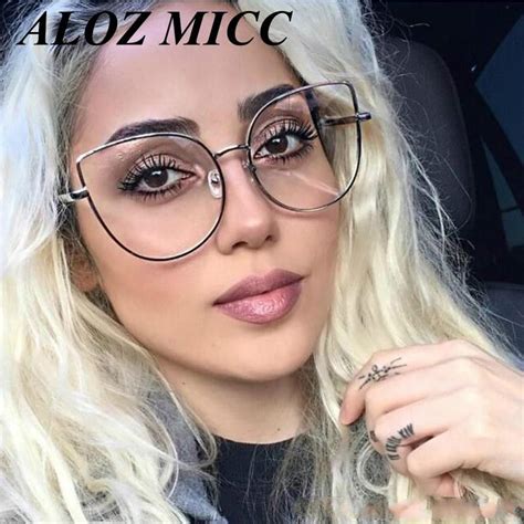 2020 aloz micc high quality oversize women metal cat eye glasses frame brand designer fashion