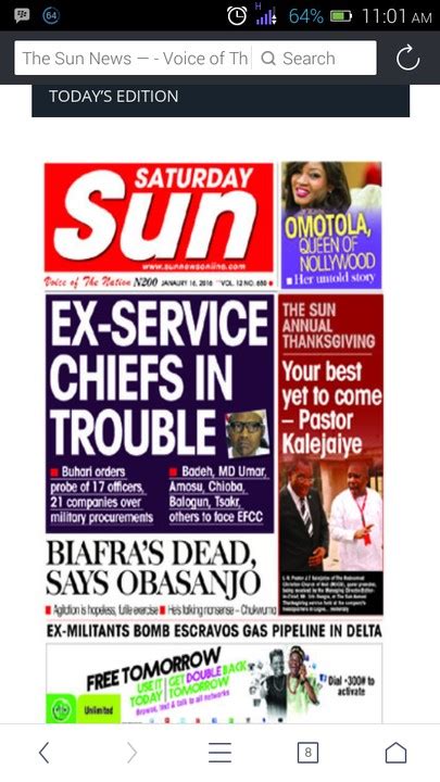 See The Different Headlines In Todays Sun Newspaper Politics Nigeria