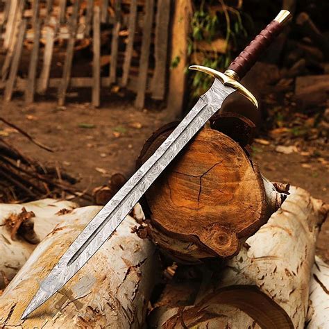 Custom Handmade Damascus Steel Vikings Sword Sharp Blade Sword Battle