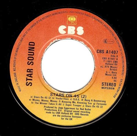 Starsound Stars On 45 Stars On 45 Vol 2 Vinyl Record 7 Inch Cbs 1981