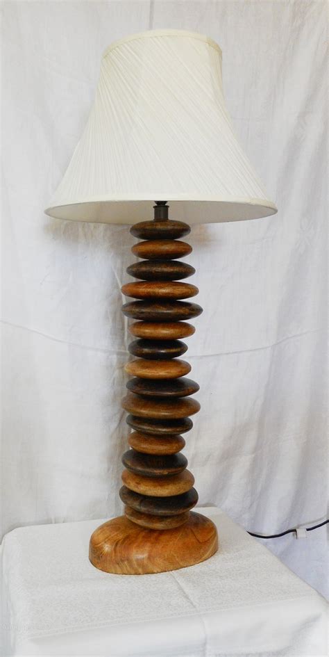 12x12x12 burlap hardback read more Antiques Atlas - Vintage Tall Wooden Pebble Lamp