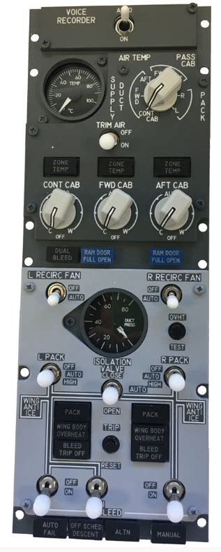 B737 Ics Fwd Overhead Panel Kit Air Temp And Voice Recorder Panel